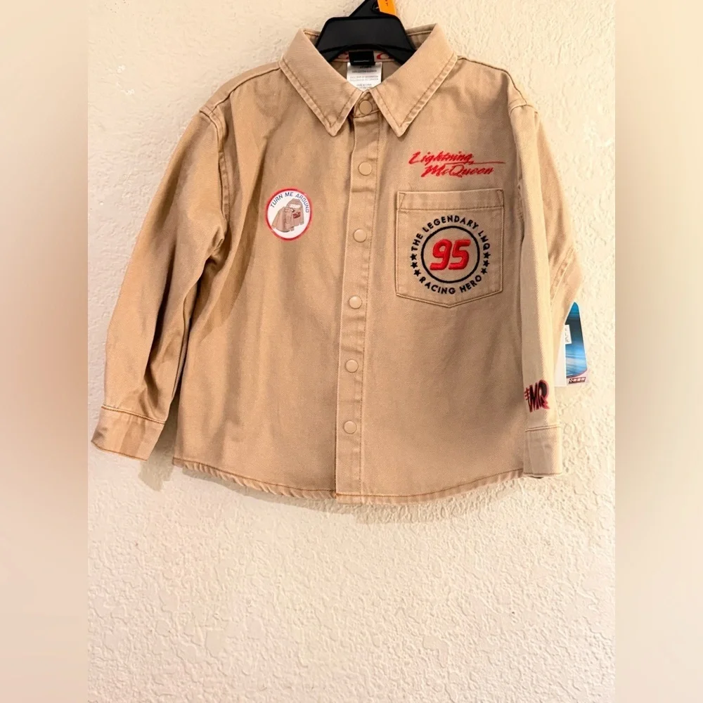 Disney Cars lighting McQueen Toddler Boy Twill Shacket, Sizes 3T NWT